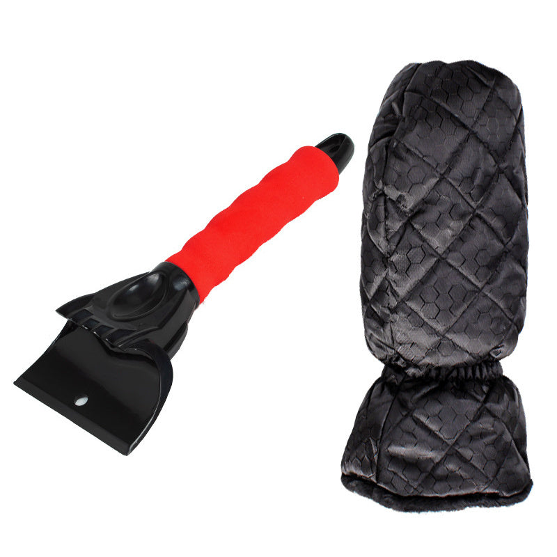 Car Windshield Snow Scraper Mitten With Durable Handle, Waterproof Snow Remover Glove With Warm Thick Soft Fleece