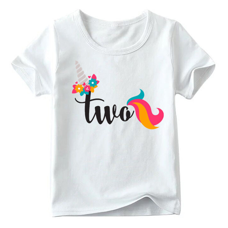 Children's Birthday Digital Printed Short-sleeved T-shirt