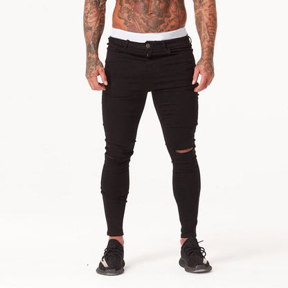 Summer Distressed Hip Hop Style Washed Super Skinny Men Ripped Jeans