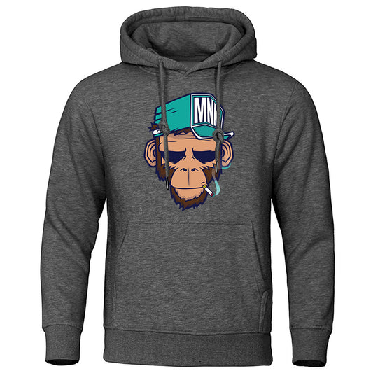 Personality Smoking Monkey Hoodie Sweatshirt Hip Hop Casual Street Hooded