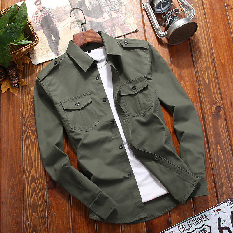 Pure Cotton All-match Casual Plus Size Shirt Coat Men