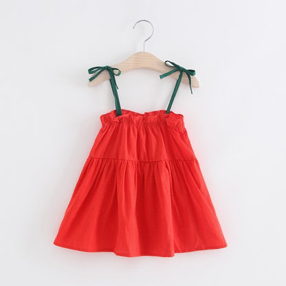 Summer Girls' Cotton Suspender Skirt