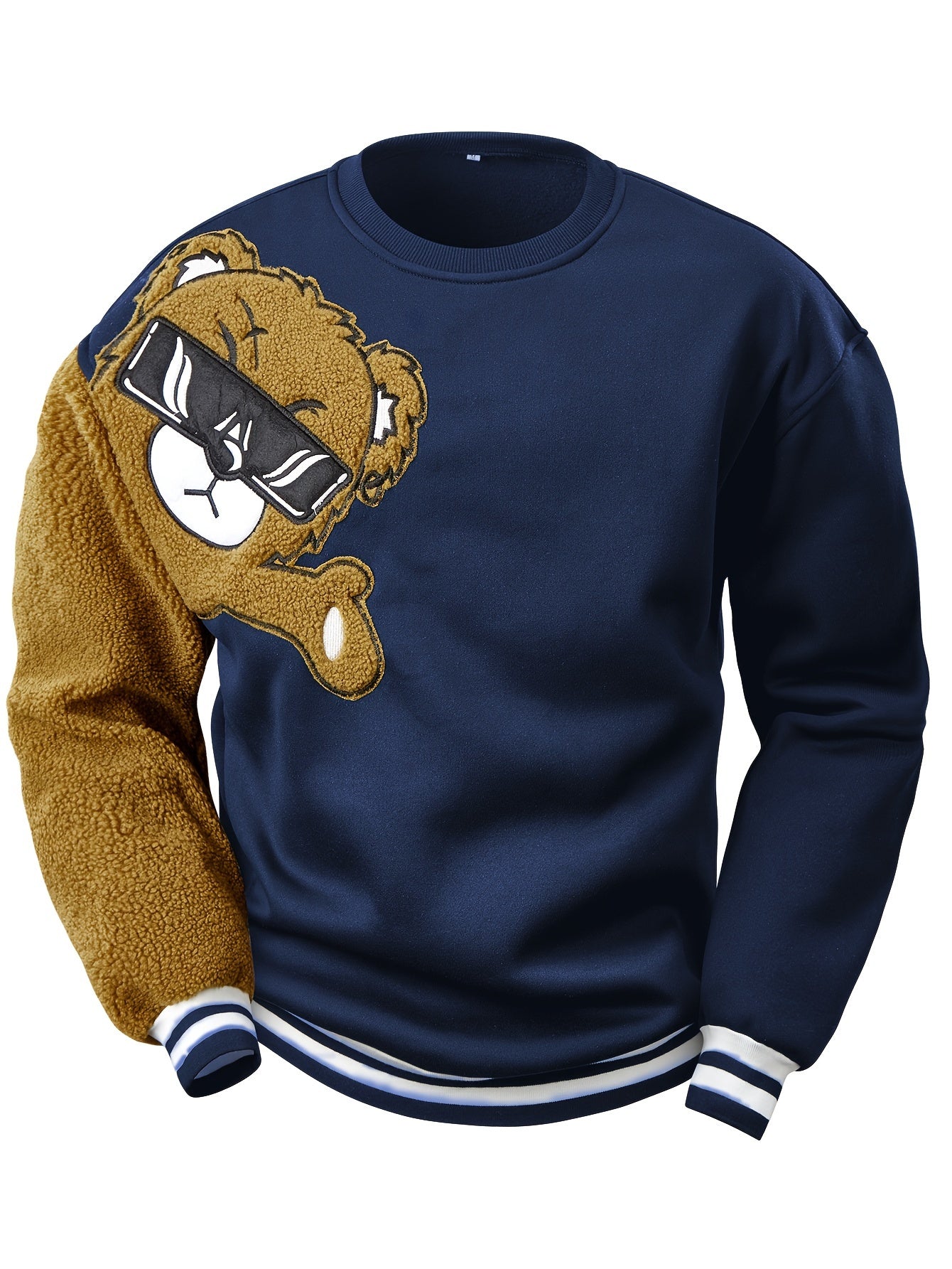 Casual Wear Cozy Men's Sweatshirt with Embroided Bear cartoon