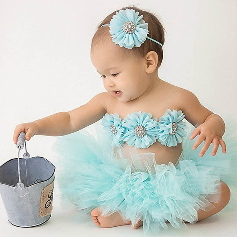 Children's Chiffon Flower Baby Suit