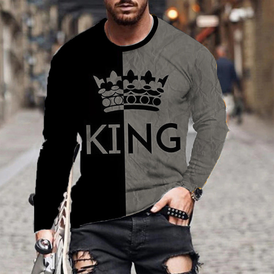 Men's Plus Size Long-sleeved T-shirt 3D Digital Printing Fashion