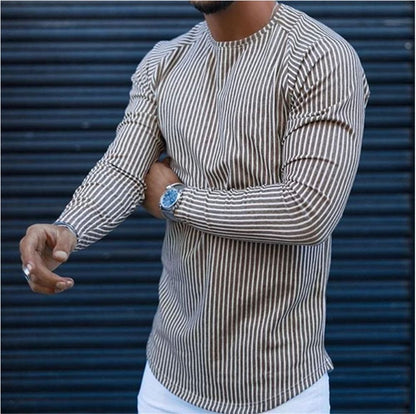 Men's Slim Pullover Striped Long Sleeve T-Shirt