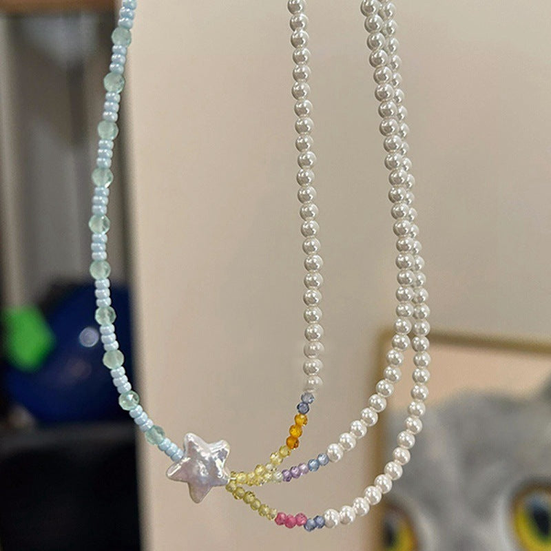 Baroque XINGX Colorful Twin Pearl Necklace