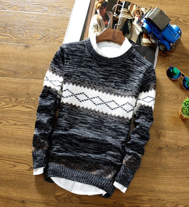 Winter sweater men's round neck sweater Trendy student pullover sweater men's clothing