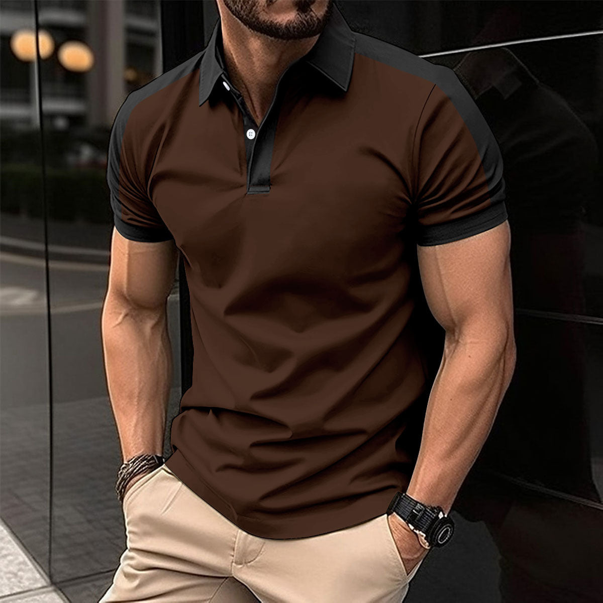 Men's Short Sleeve Business Shirt Summer Casual Polo Shirts