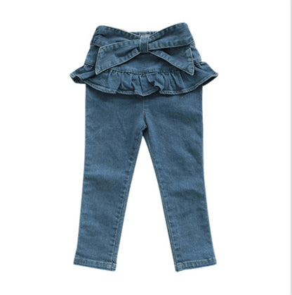 Children Girl Bow Sweet Little Feet Denim Skirt Pants