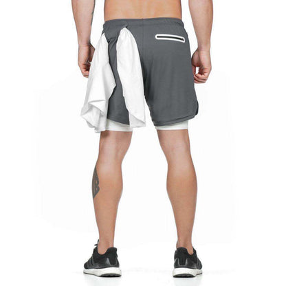 Running Shorts Men 2 In 1 Double-deck Quick Dry GYM Sport Shorts Fitness Jogging Workout Shorts Men Sports Short Pants