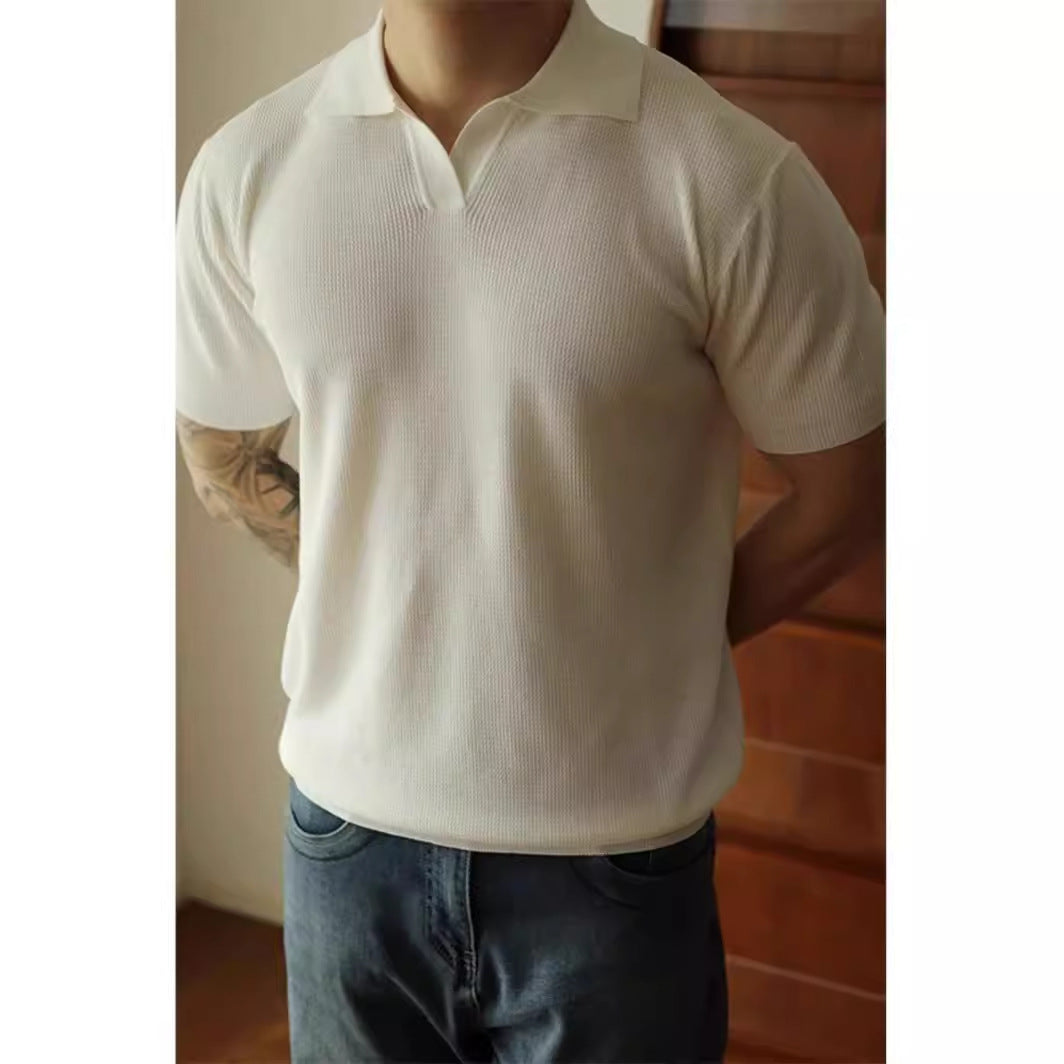 Men's V-neck Polo Shirt, Men's Design Sense Shirt