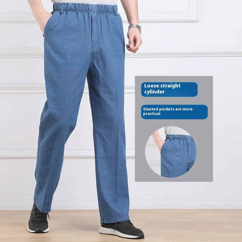 Middle-aged And Elderly Men's Casual Loose High Waist Jeans