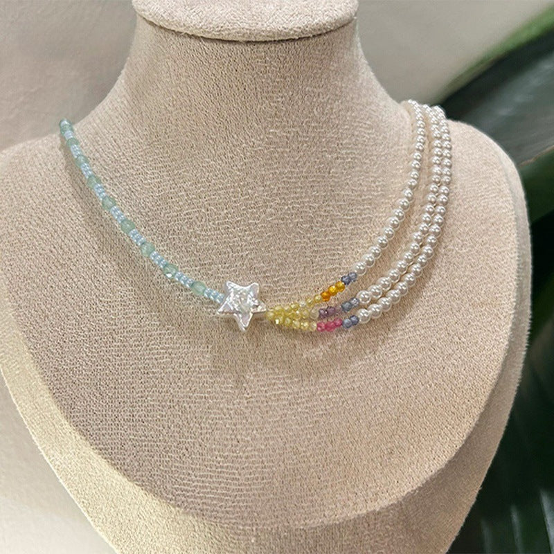 Baroque XINGX Colorful Twin Pearl Necklace