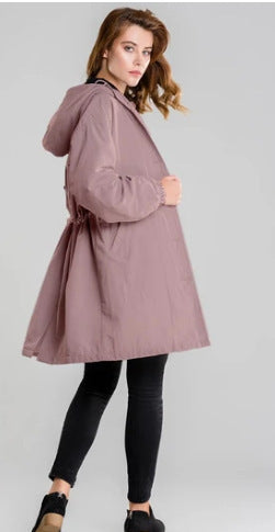 Plus Size Trench Coat Mid-length Loose Long Sleeve Jacket