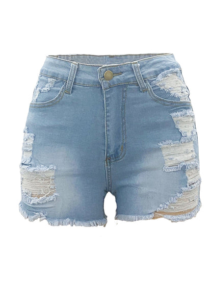 High Elastic Ripped Jeans Denim Shorts For Women