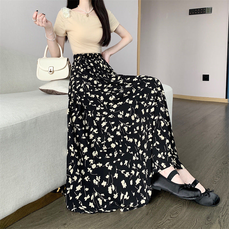 French Floral Summer A- Line Chiffon Dress