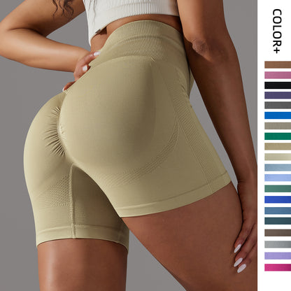 Seamless Tight Belly Trimming Hip High Elasticity Yoga Shorts