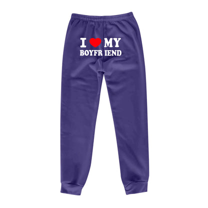 I Love MY BOYFRIEND Printed Trousers Casual Sweatpants Men And Women Sports Pants