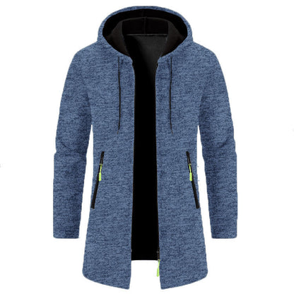 Men's Hooded Mid-length Thin Velvet Loose Plus Size Knitted Cardigan Top Coat