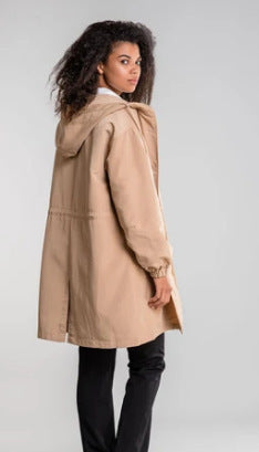 Plus Size Trench Coat Mid-length Loose Long Sleeve Jacket