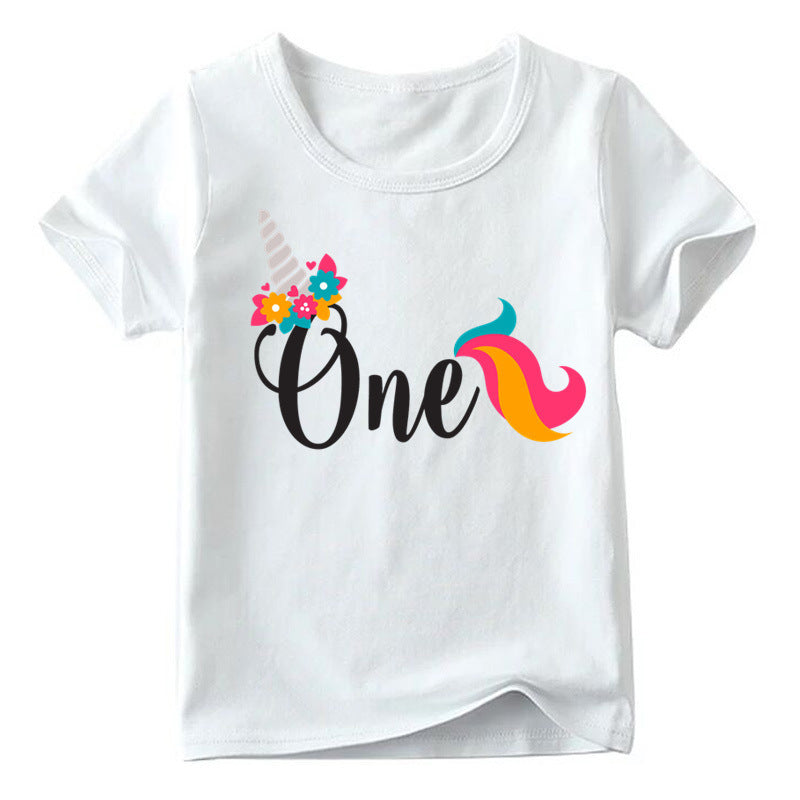 Children's Birthday Digital Printed Short-sleeved T-shirt