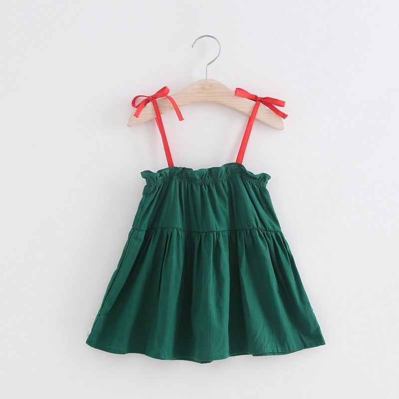 Summer Girls' Cotton Suspender Skirt