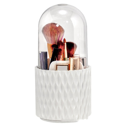 360 Rotating Large Capacity Transparent Makeup Brush Storage Pen Holder Acrylic Dust With Lid Desktop Cosmetic Storage Box