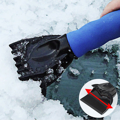 Car Windshield Snow Scraper Mitten With Durable Handle, Waterproof Snow Remover Glove With Warm Thick Soft Fleece