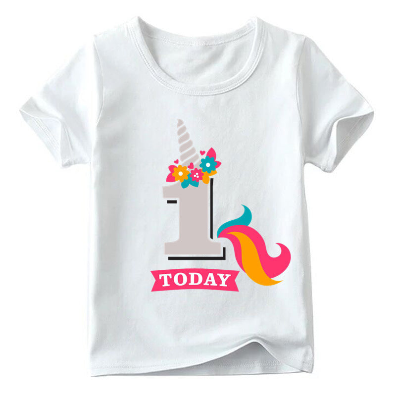 Children's Birthday Digital Printed Short-sleeved T-shirt