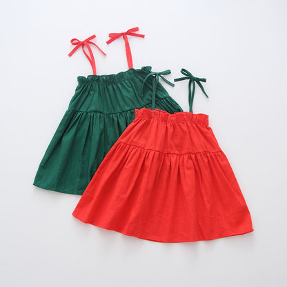 Summer Girls' Cotton Suspender Skirt