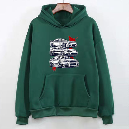 Fleece-lined Hoodie Sweater Unisex Wear Autumn Winter Couple Top Loose