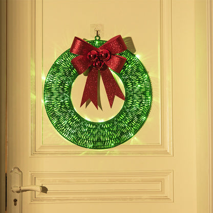 Christmas Luminous LED Light Home Hanging Decor. Christmas Garland 50CM Luminous LED Light. Luminous Wreath With Big Bowknot Christmas Front Door Home Hanging Decor