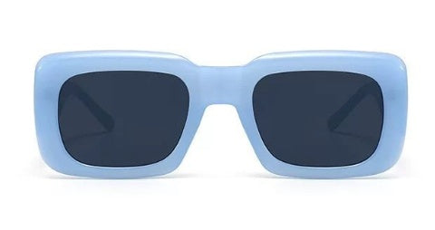 Sun Glasses Thick Legs Big Square Frame Light Blue Sunglasses Female