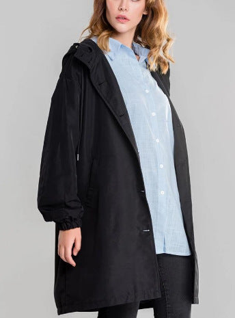 Plus Size Trench Coat Mid-length Loose Long Sleeve Jacket