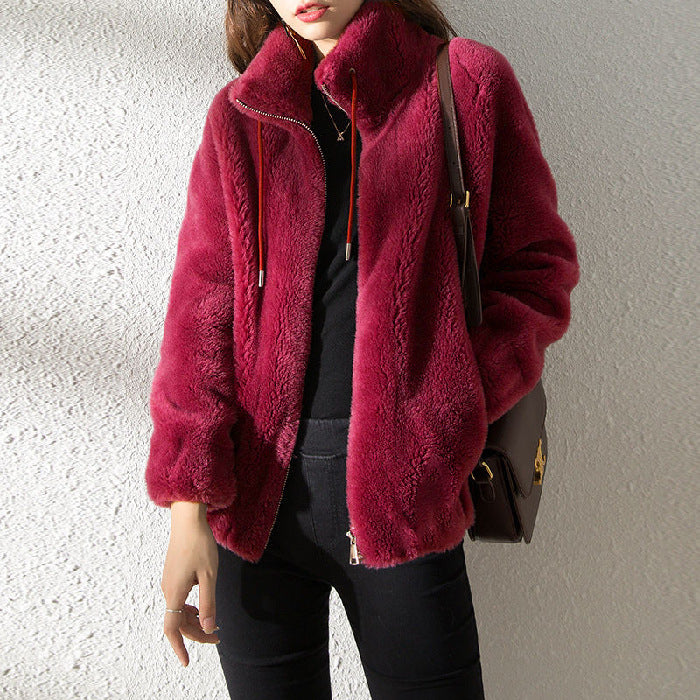 Sweater Elegant Cardigan Zipper Fleece Top