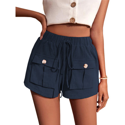 Casual Cargo Shorts With Pocket Loose Drawstring Pants Summer Women