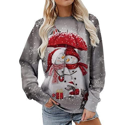 Christmas Printed Long Sleeve T-shirt Top