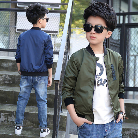 Boy's  Autumn Korean Version Medium And Big Children's Short Jacket