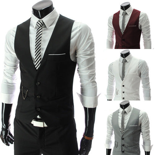 Men's Suit Vest Hairstylist Korean Style Slim