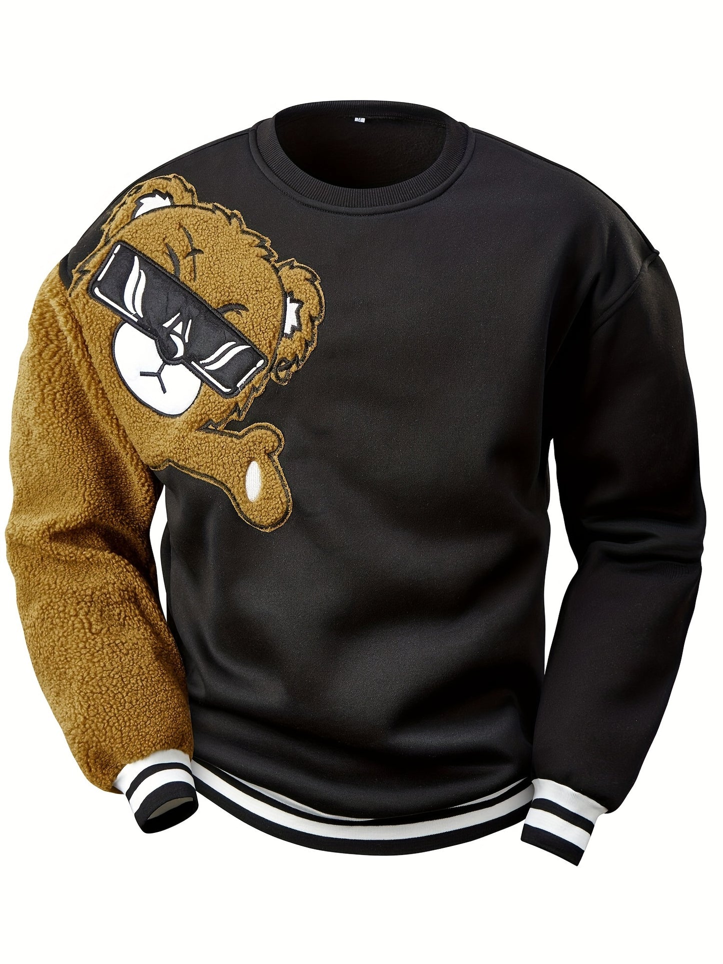 Casual Wear Cozy Men's Sweatshirt with Embroided Bear cartoon