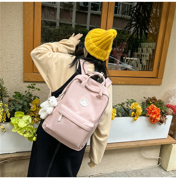 Large Capacity Solid Color Nylon Backpack