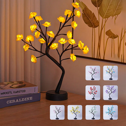 Table Lamp Flower Tree Rose Lamps Fairy Desk Night Lights USB Operated Gifts For Wedding Valentine Christmas Decoration