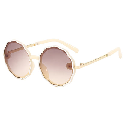 Kids Wave Frame Vintage Round Frame Sunglasses