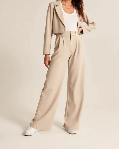 High Waist Straight Trousers With Pockets Wide Leg Casual Pants For Women