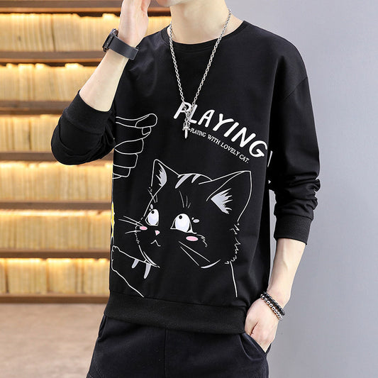 Round Neck Cartoon Printed Sweater Clothes Shirt