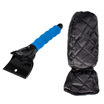 Car Windshield Snow Scraper Mitten With Durable Handle, Waterproof Snow Remover Glove With Warm Thick Soft Fleece