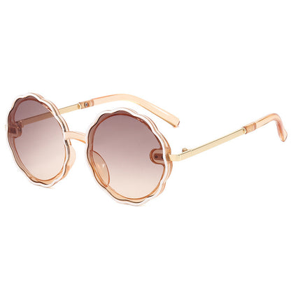 Kids Wave Frame Vintage Round Frame Sunglasses